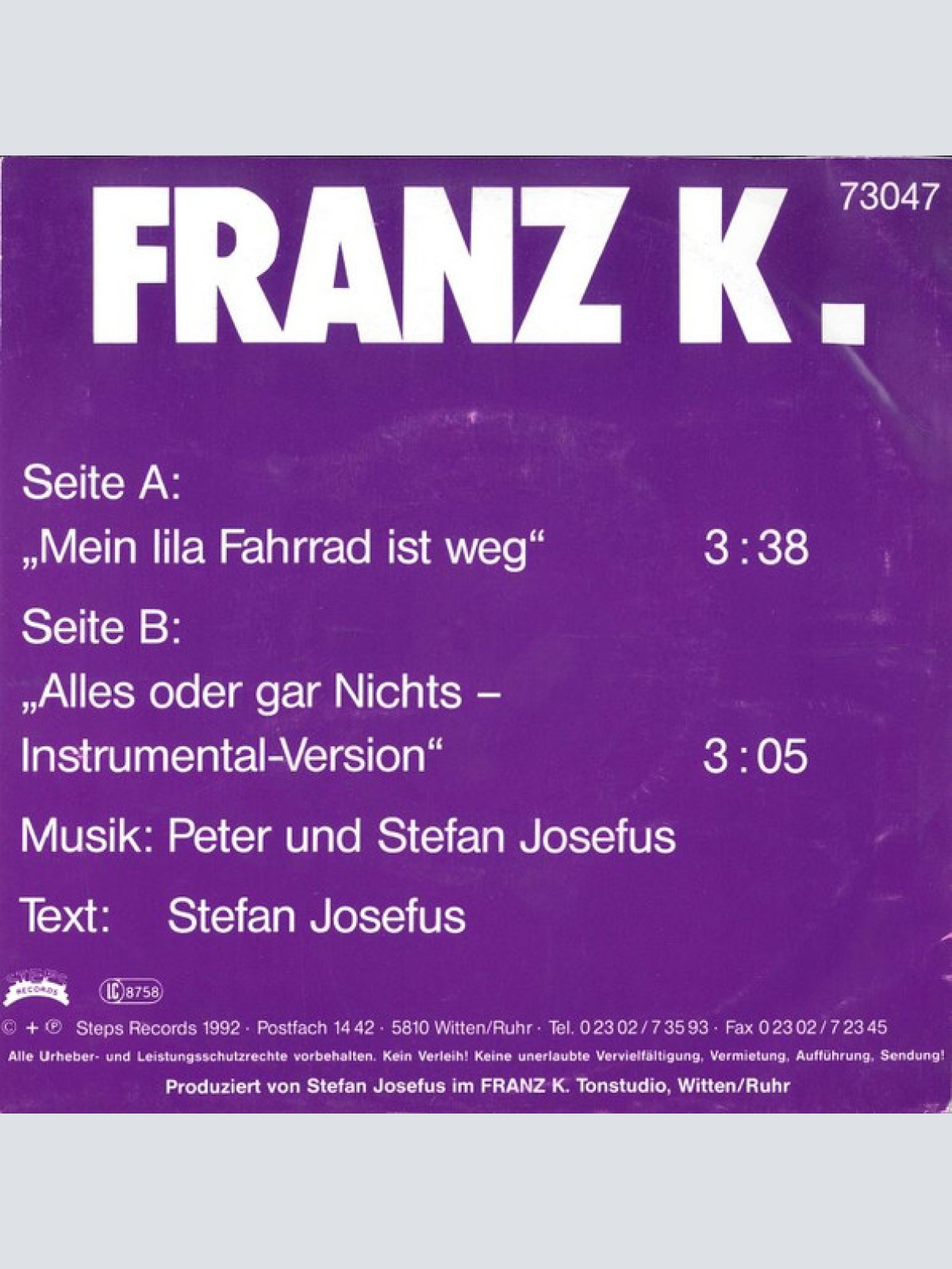 Vinyl / Franz K. - Mein Lila Fahrrad Ist Weg