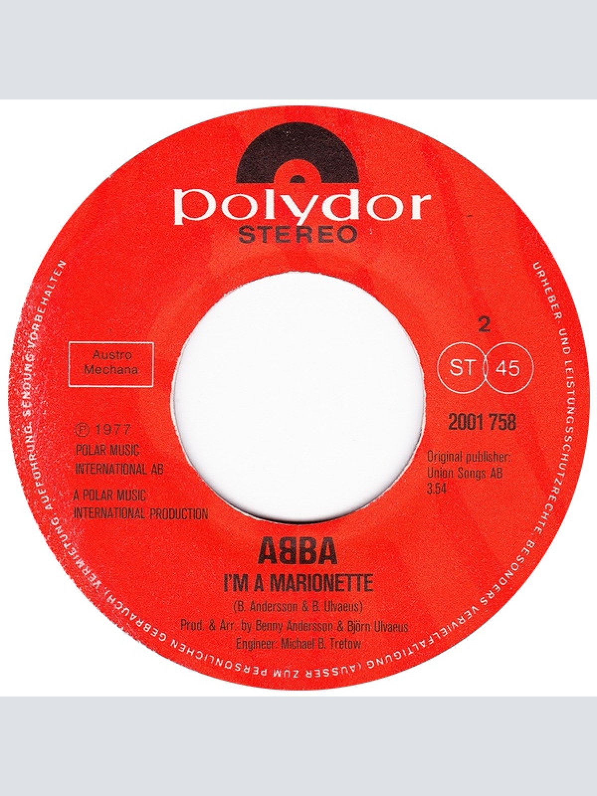 Vinyl / ABBA - Take A Chance On Me / I'm A Marionette