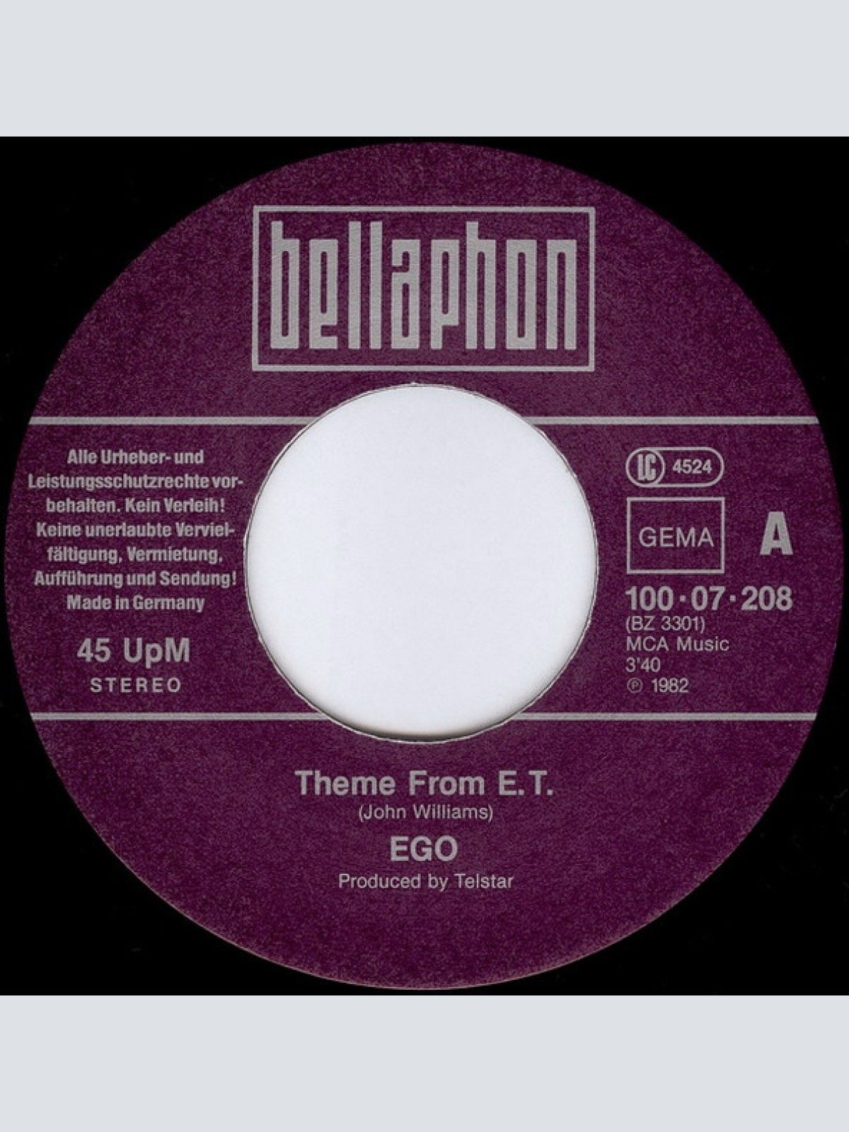 Vinyl / EGO - Theme From E.T. (The Extra-Terrestrial Dance Version)