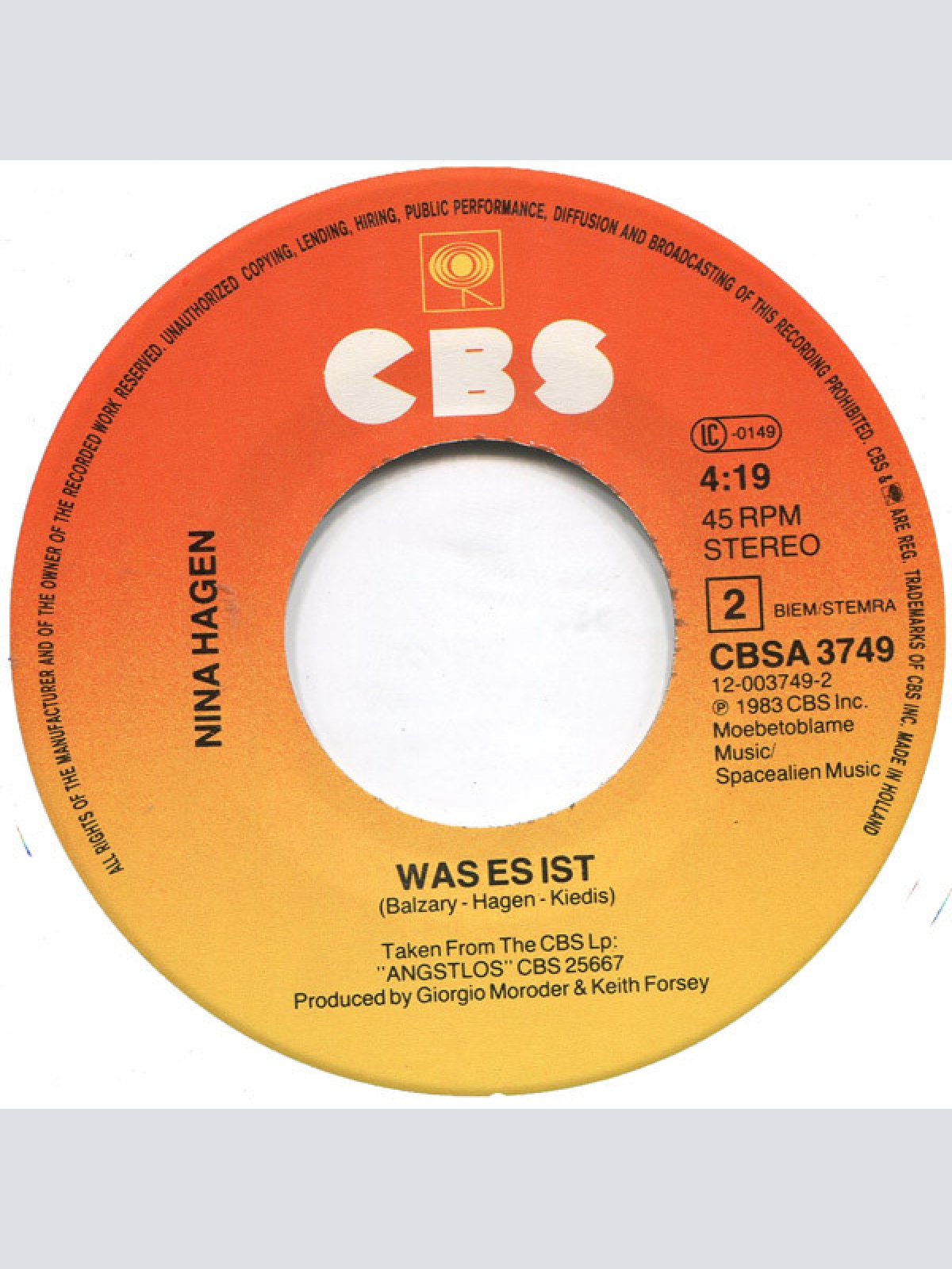 Vinyl / Nina Hagen - New York / N.Y.