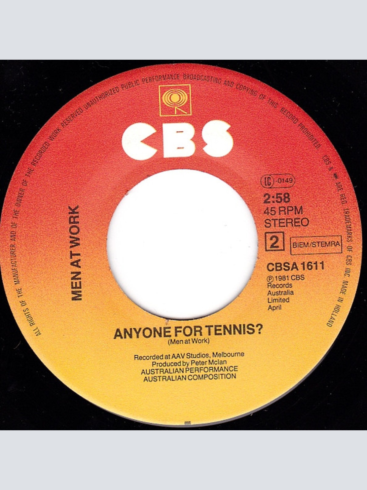 Vinyl / Men At Work - Who Can It Be Now?