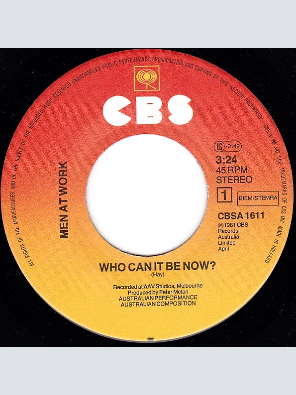 Vinyl / Men At Work - Who Can It Be Now?