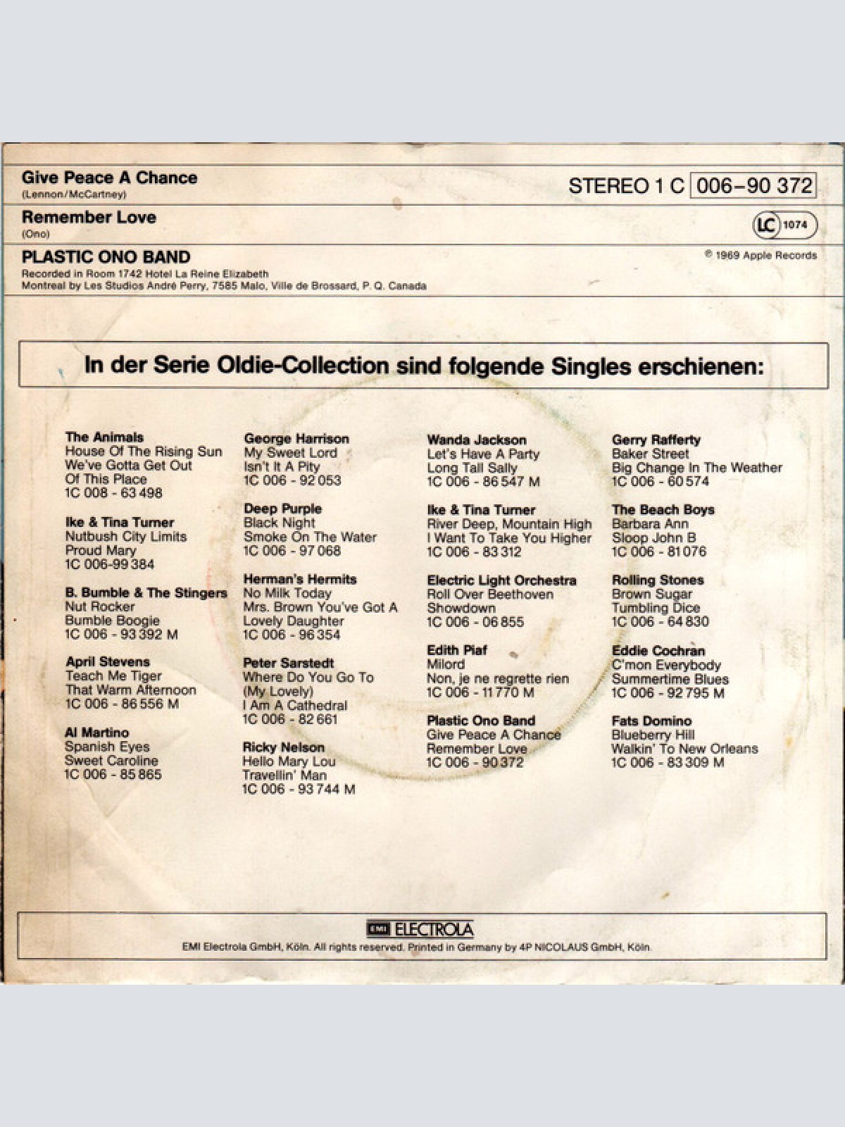 Vinyl / Plastic Ono Band* - Give Peace A Chance