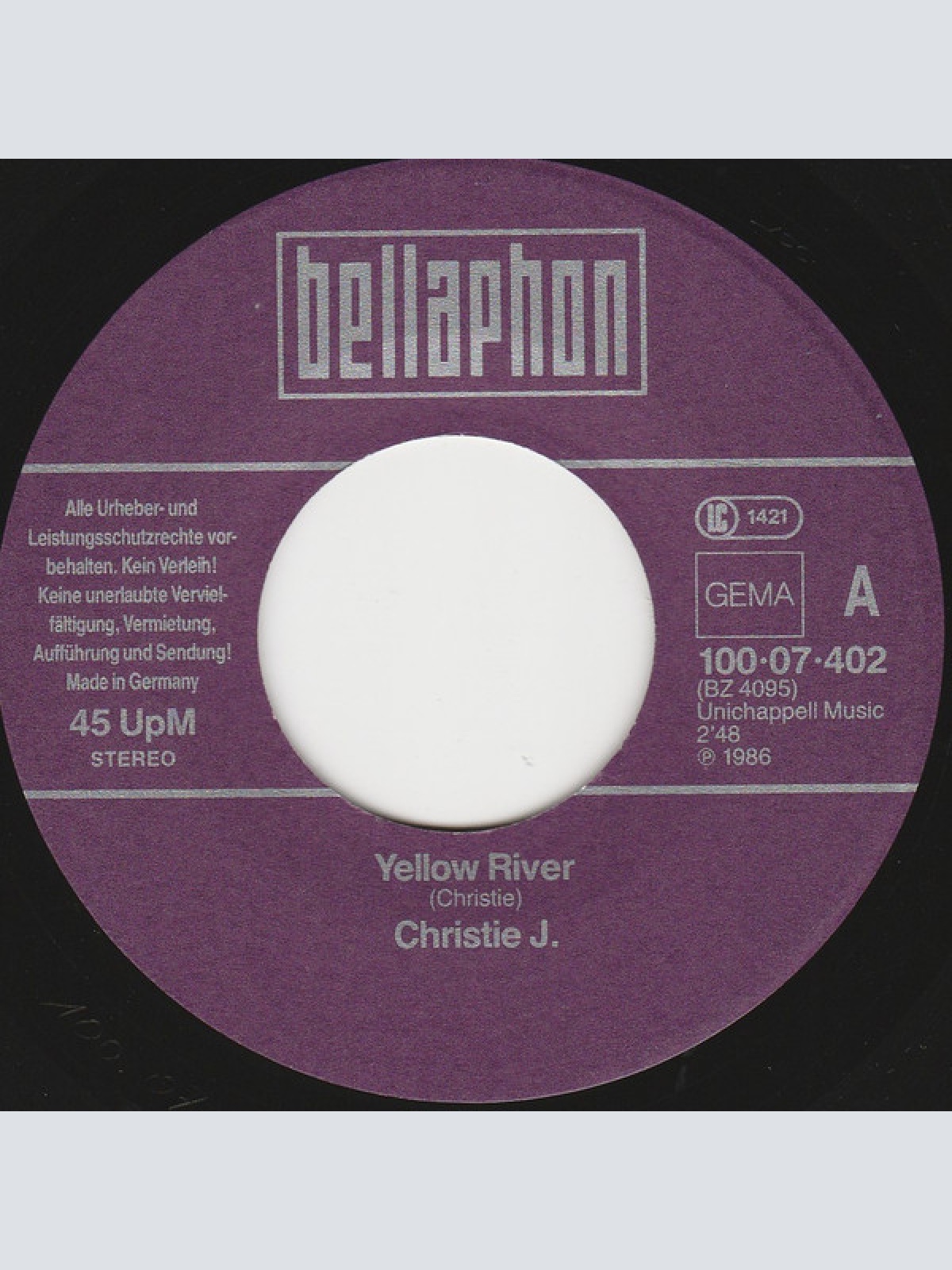 Vinyl / Christie J.* - Yellow River / San Bernadino