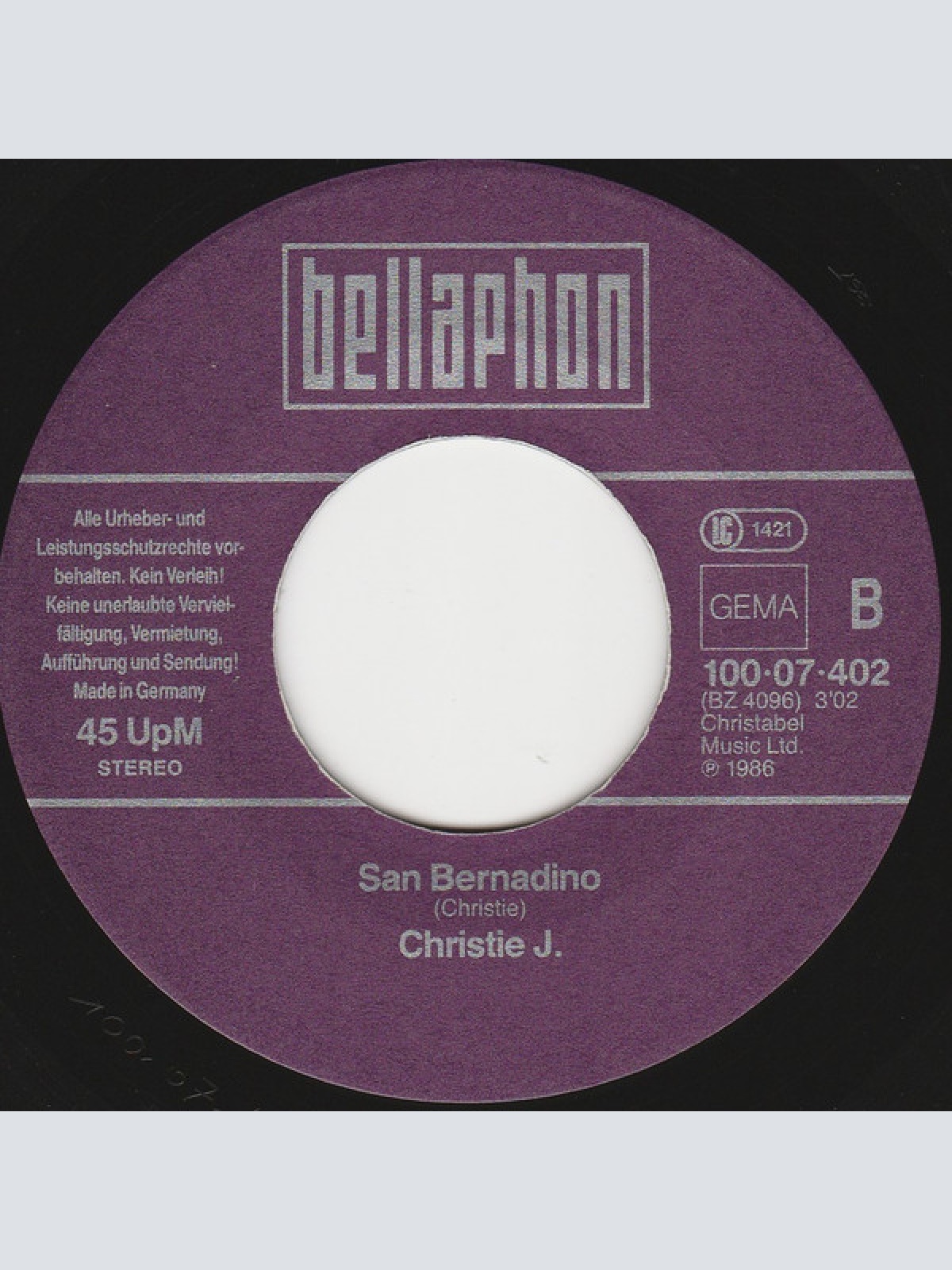 Vinyl / Christie J.* - Yellow River / San Bernadino