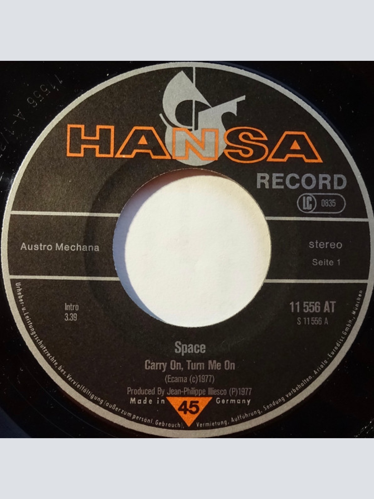 Vinyl / Space - Carry On, Turn Me On / Tango In Space