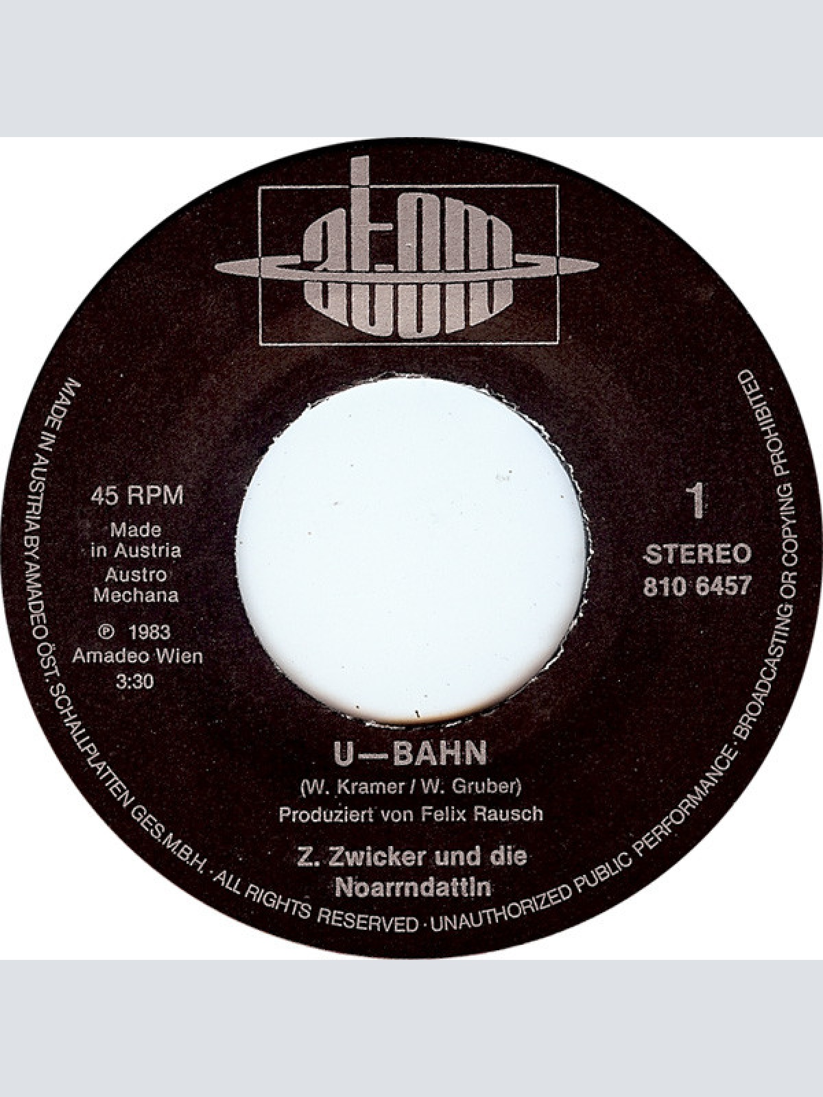 Vinyl / Z. Zwiker Und Die Noarrndattln - U-Bahn