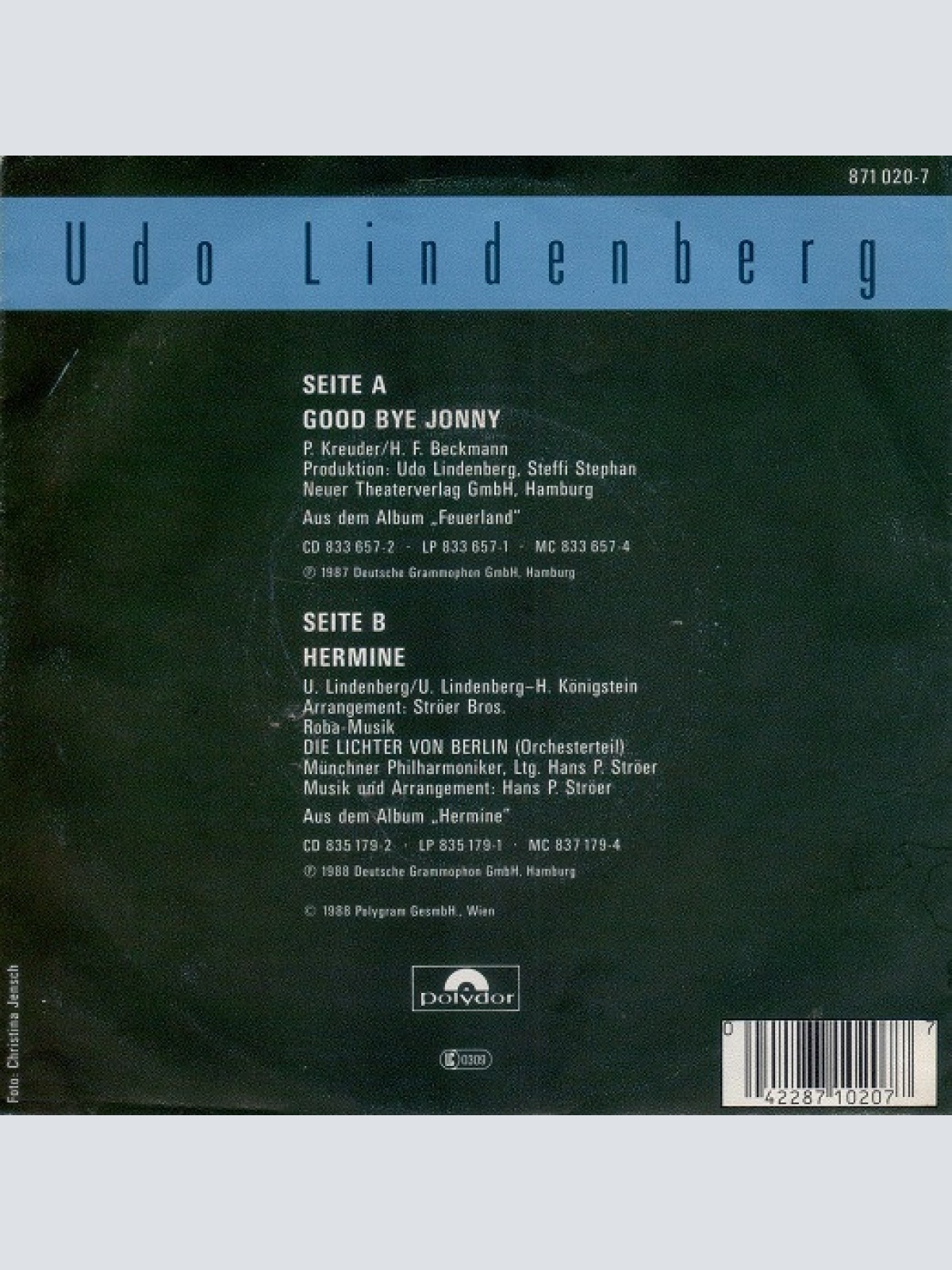 Vinyl / Udo Lindenberg - Good Bye Jonny !
