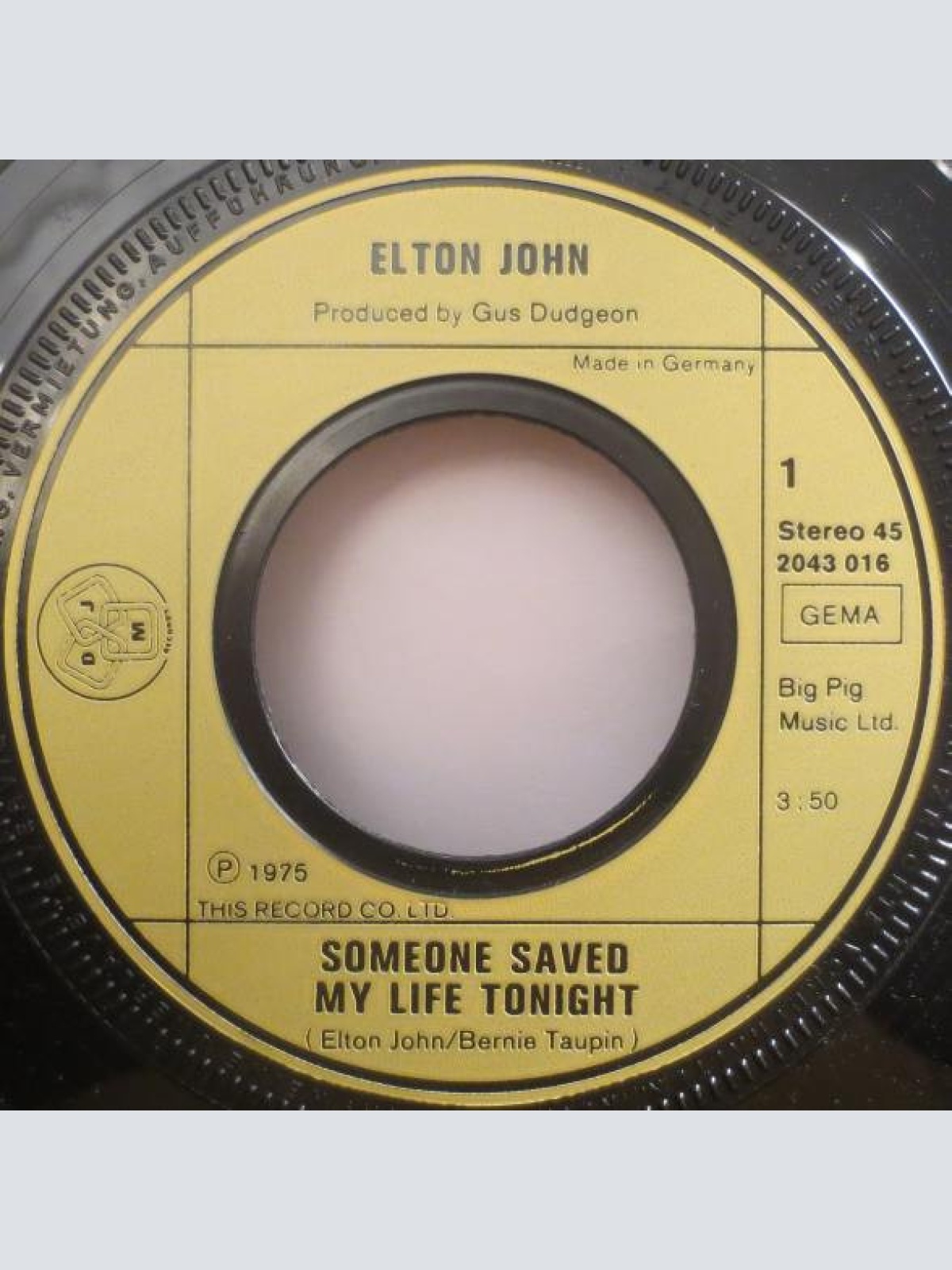 Vinyl / Elton John - Someone Saved My Life Tonight / Lady Samantha