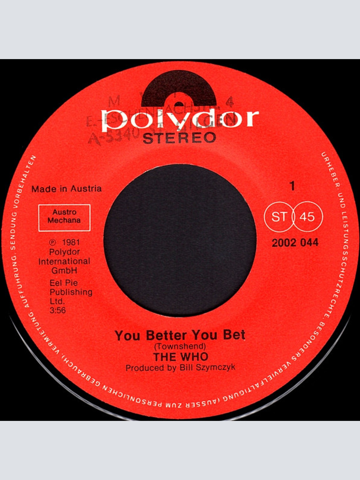 Vinyl / The Who - You Better You Bet