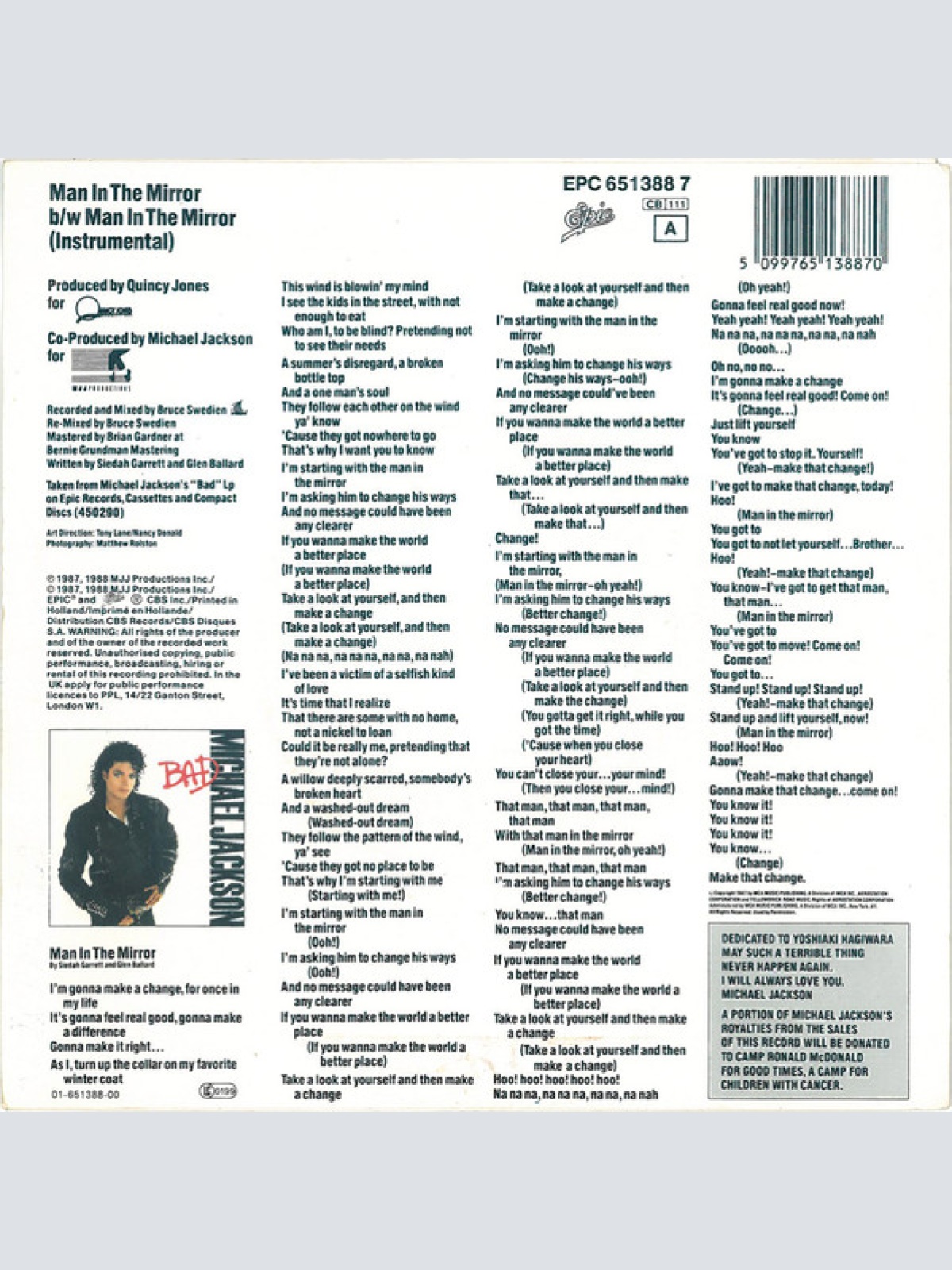 Vinyl / Michael Jackson - Man In The Mirror