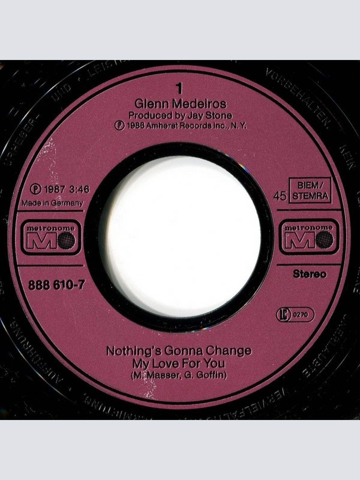 Vinyl / Glenn Medeiros - Nothing's Gonna Change My Love For You