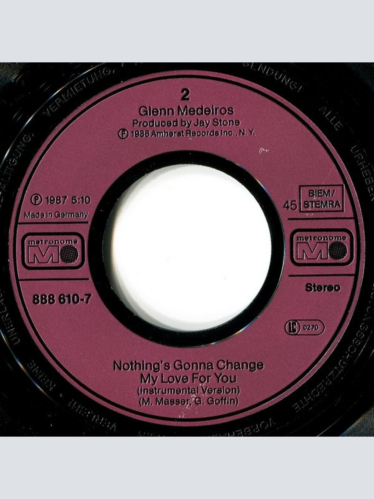Vinyl / Glenn Medeiros - Nothing's Gonna Change My Love For You