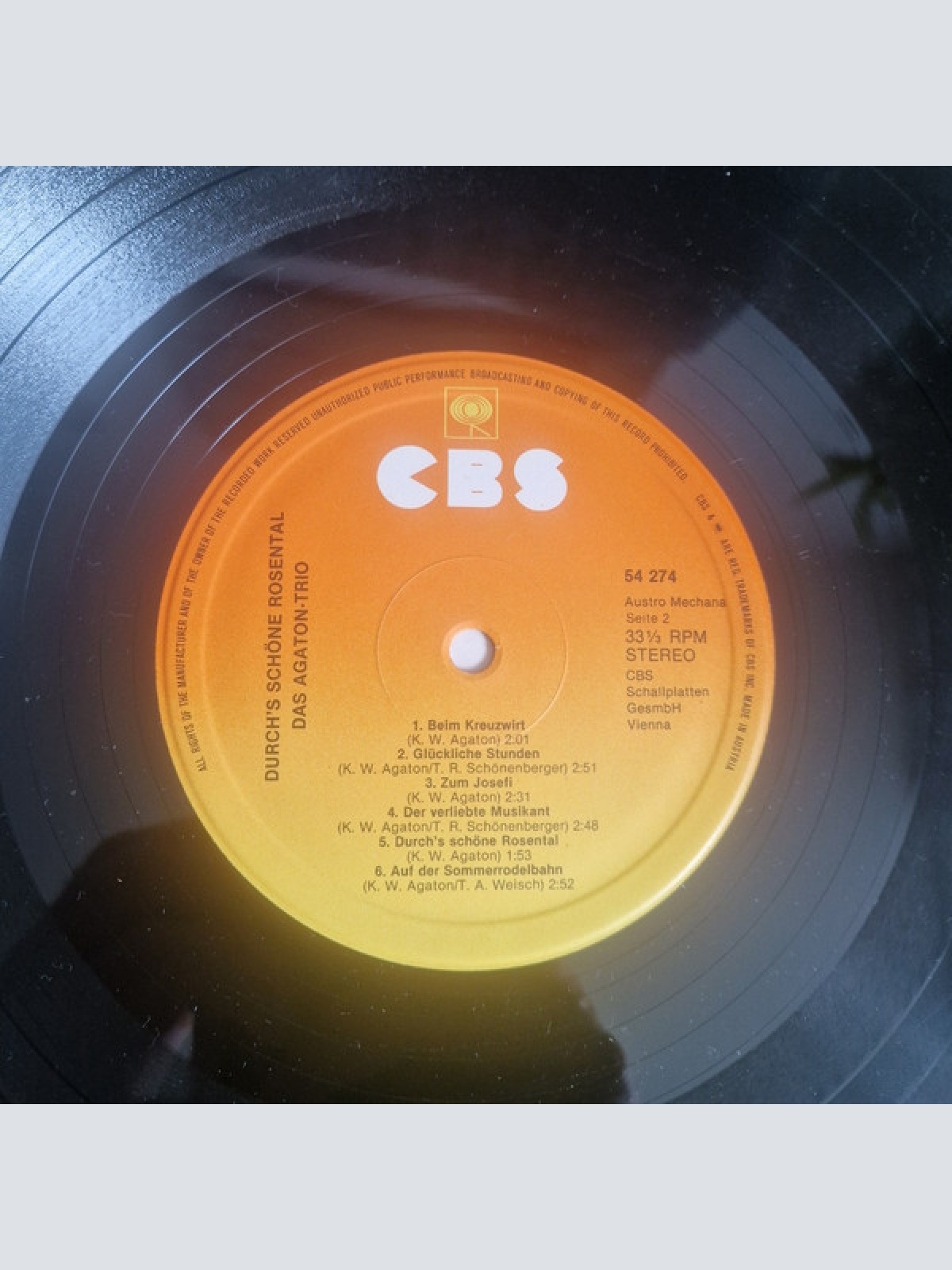 Vinyl / Agaton Trio* - Durch's Schöne Rosental