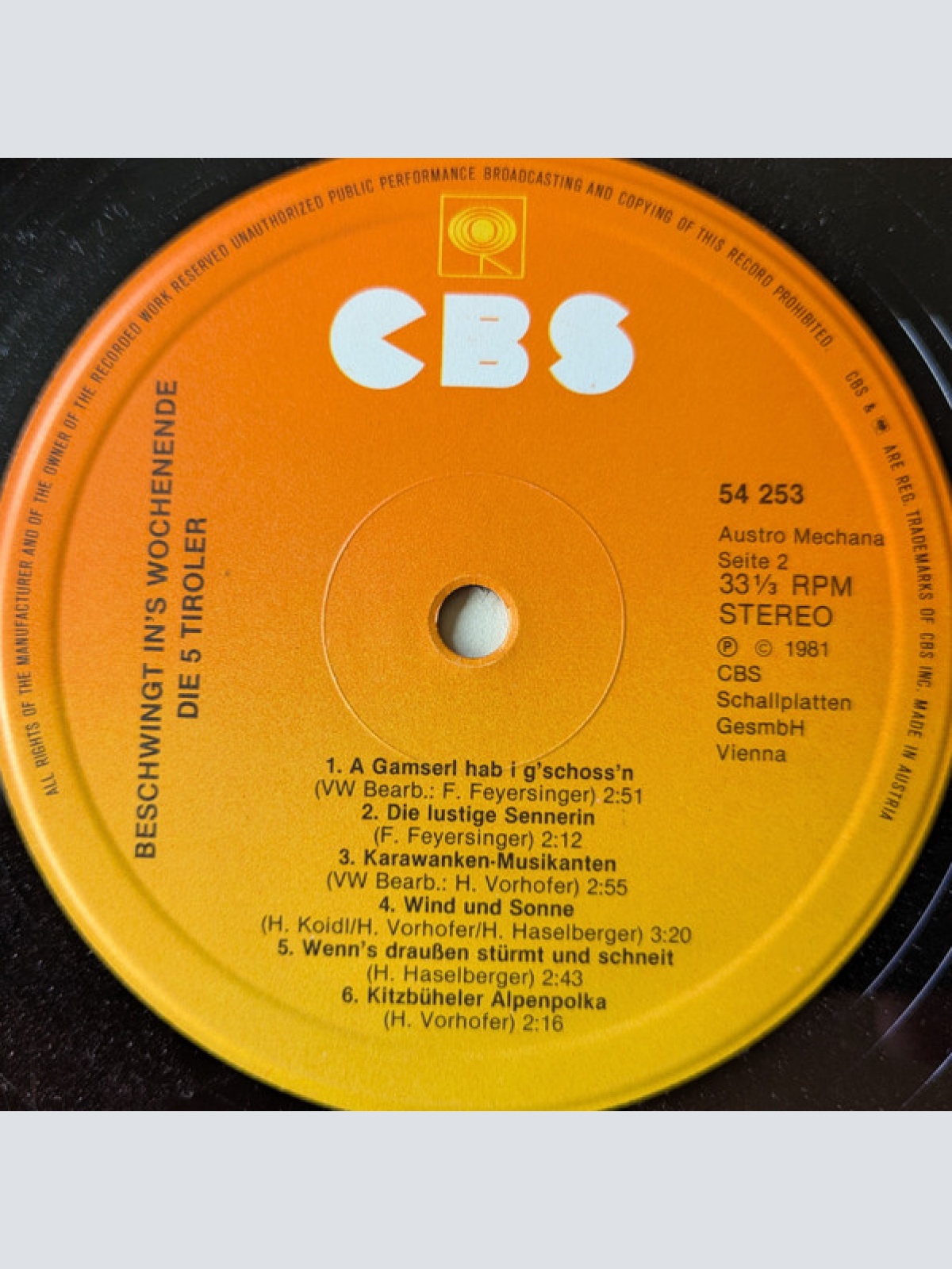 Vinyl / Die 5 Tiroler - Beschwingt In's Wochenende