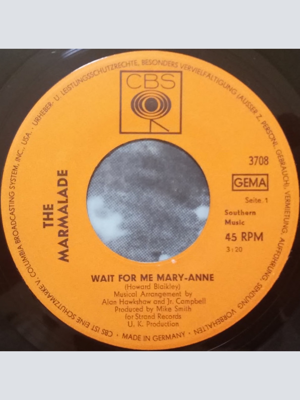 Vinyl / The Marmalade - Wait For Me Mary-Anne / Mess Around