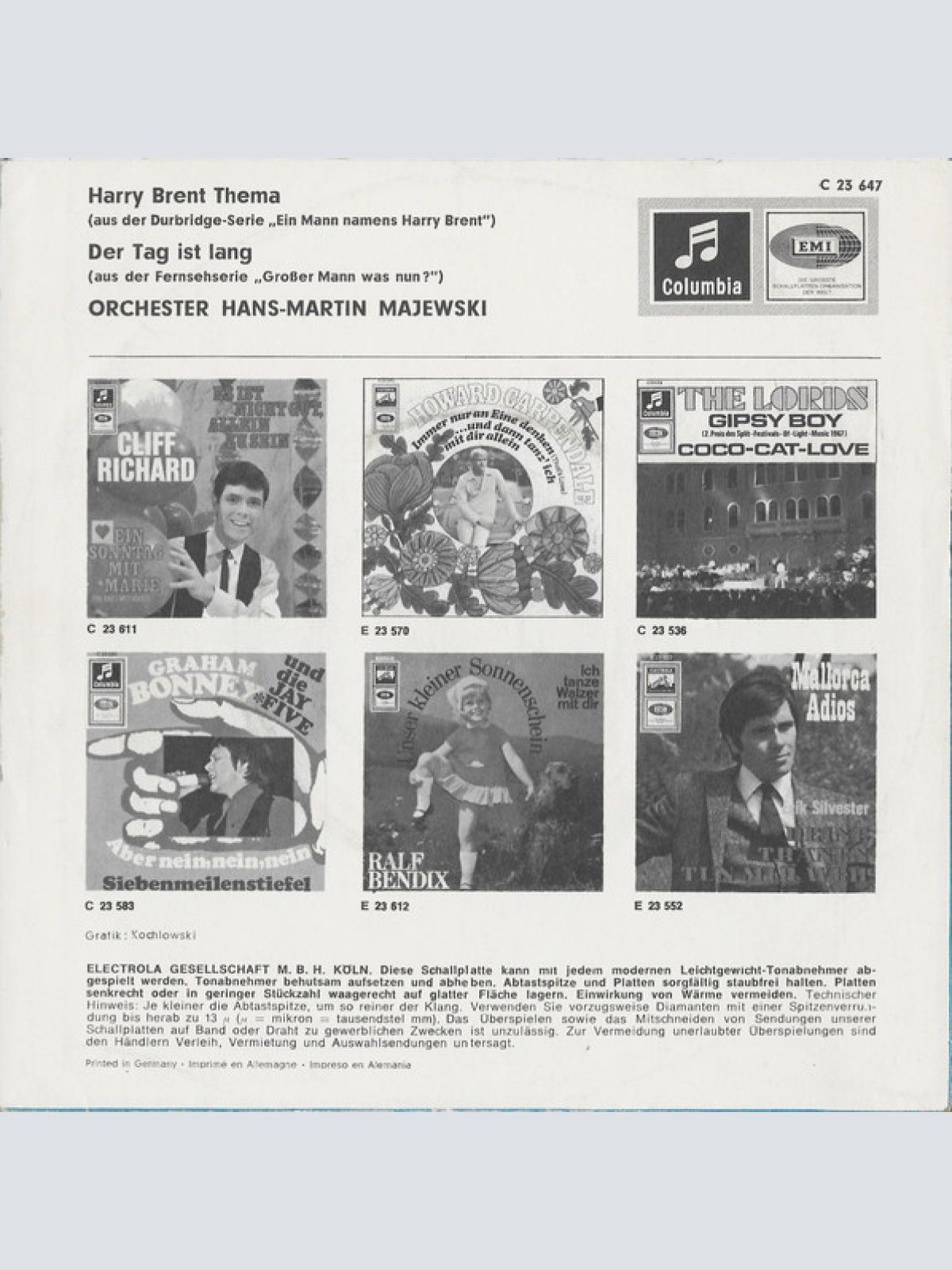 Vinyl / Orchester Hans-Martin Majewski - Harry Brent Thema / Der Tag Ist Lang