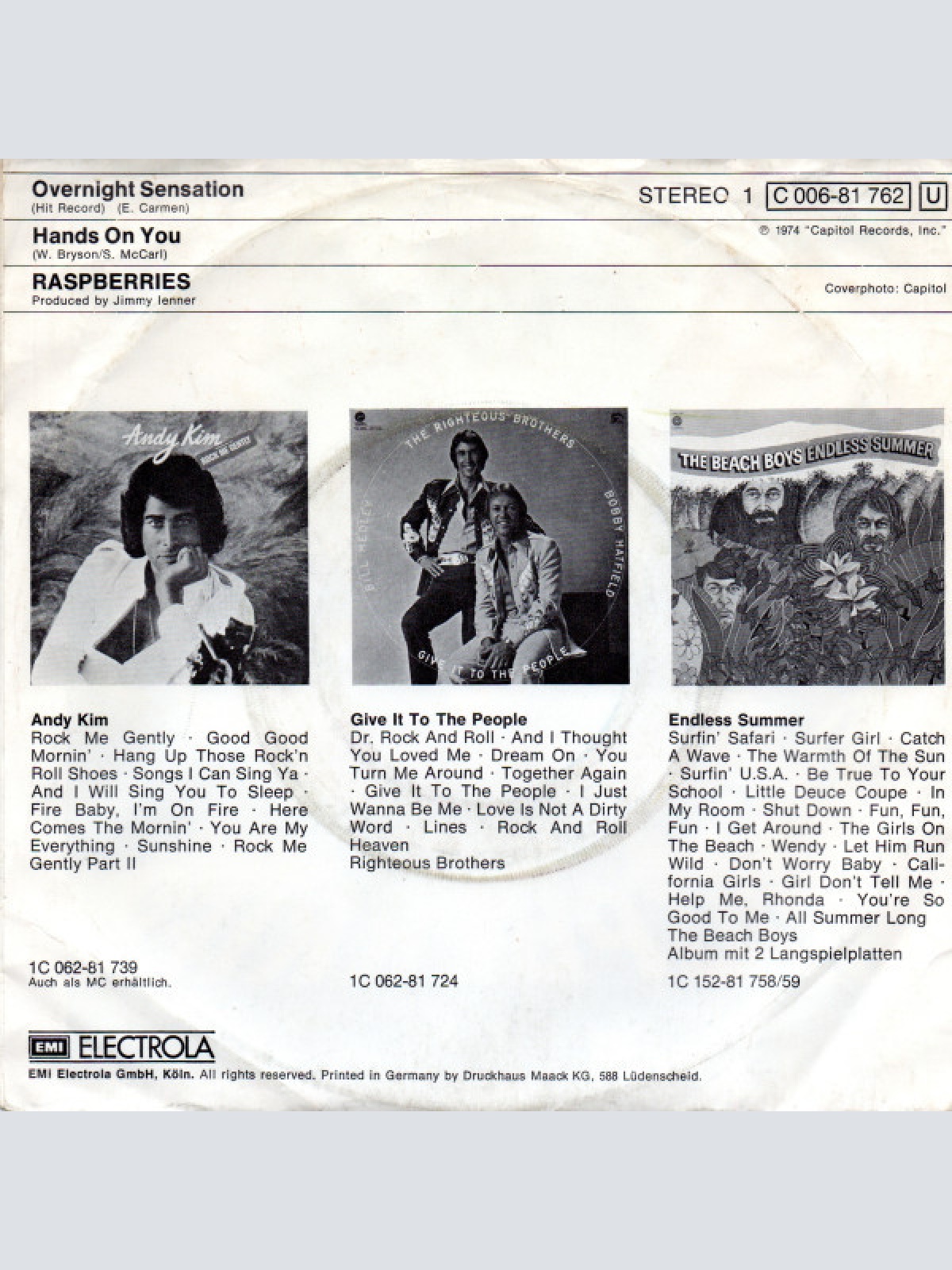 Vinyl / Raspberries - Overnight Sensation