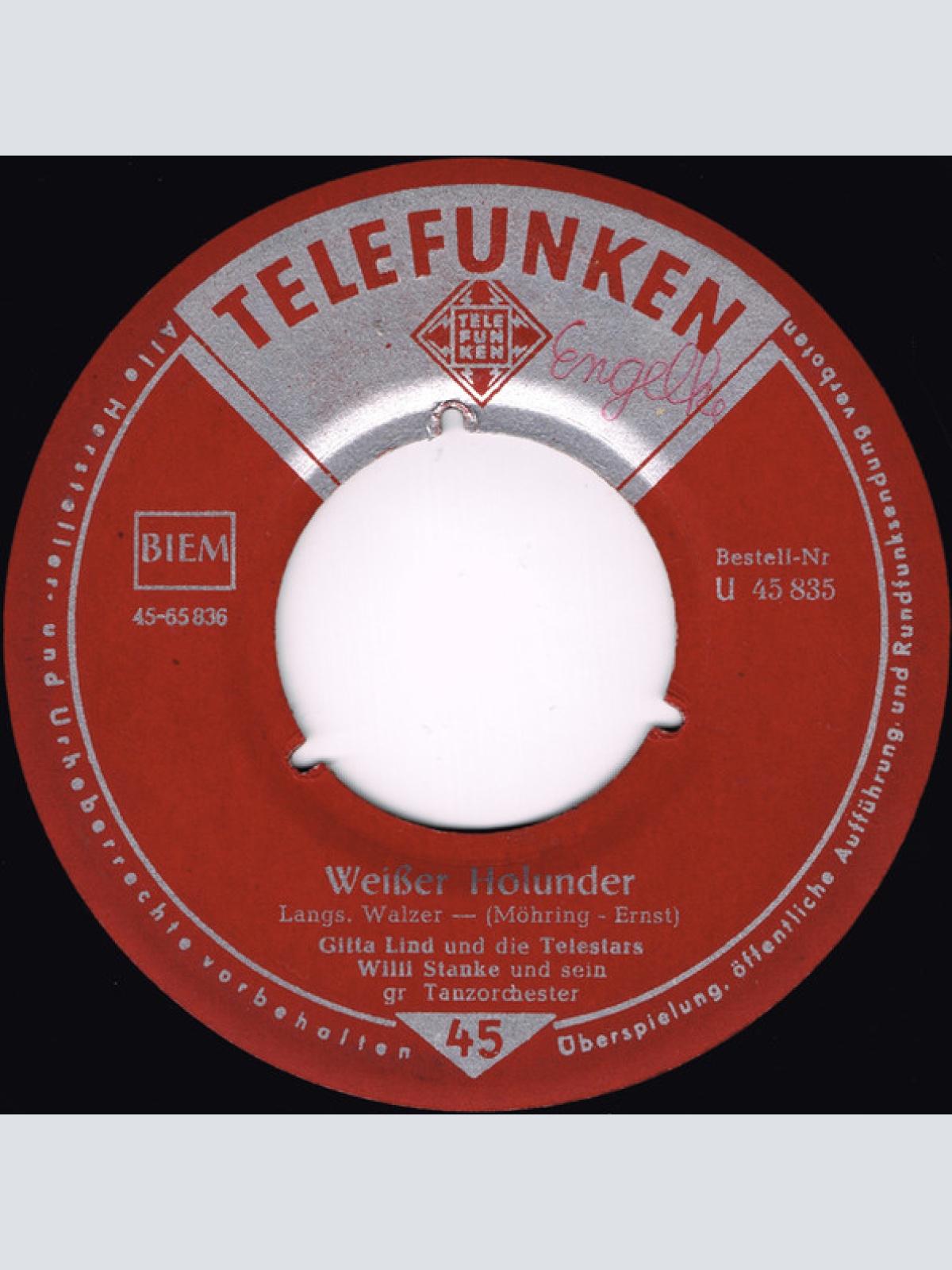 Vinyl / Gitta Lind Und Die Telestars - Weißer Holunder / Wenn Wir Uns Wiederseh'n