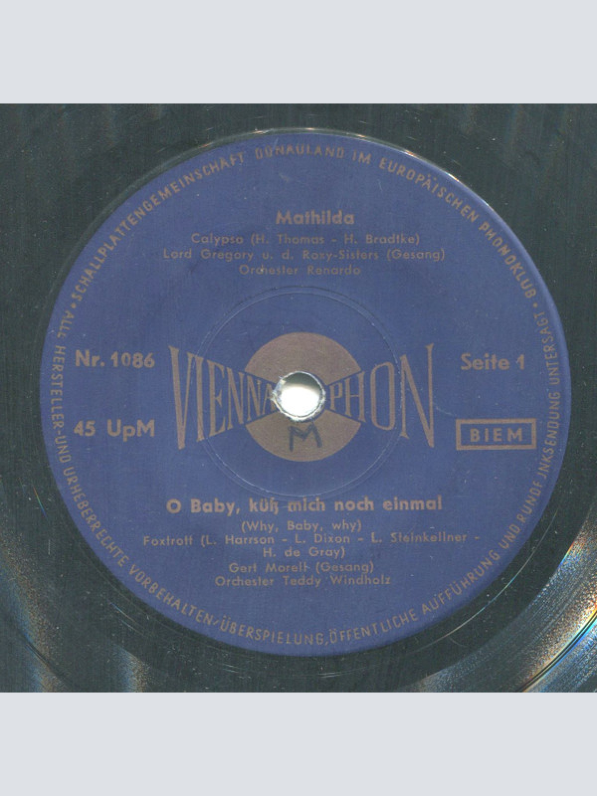 Vinyl / Lord Gregory (3) / Gert Morell / Lotty Rank / Roxy-Sisters - Mathilda / O Baby, Küß Mich Noch Einmal / Hejo, Gin Und Rum / Ein Mädchen Wollte Gerne Tanzen Geh'n