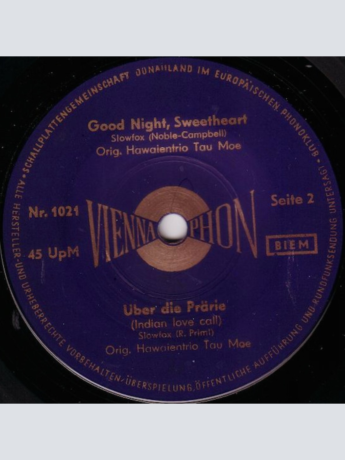 Vinyl / Orig. Hawaientrio Tau Moe* - Am Strande Von Havanna / Leb Wohl, Du Schwarze Rose / Good Night, Sweetheart / Über Die Prärie