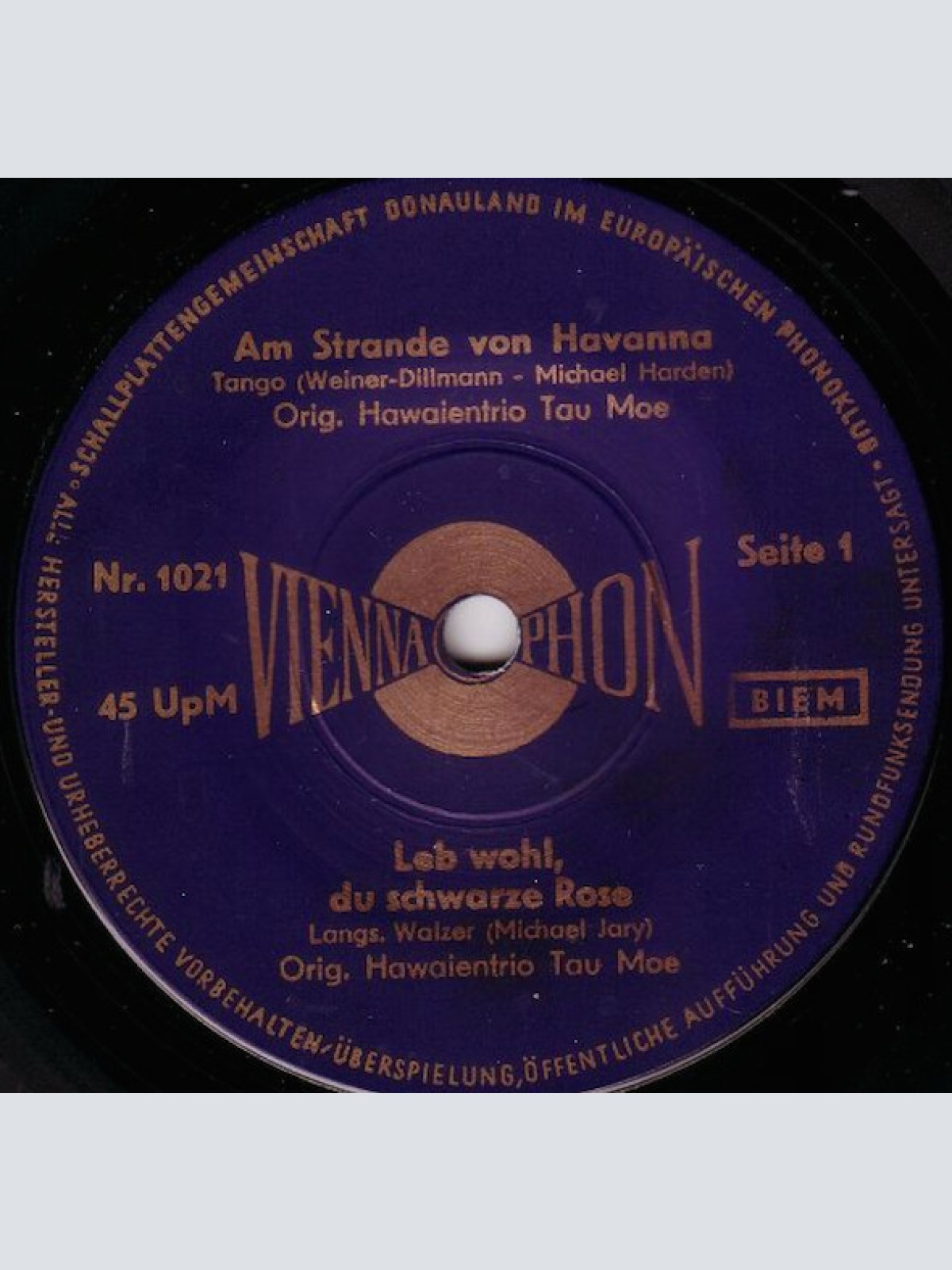 Vinyl / Orig. Hawaientrio Tau Moe* - Am Strande Von Havanna / Leb Wohl, Du Schwarze Rose / Good Night, Sweetheart / Über Die Prärie