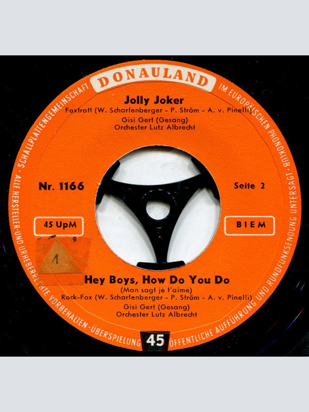 Vinyl / Hank Baxer / Gisi Gert - Sugar Baby / Hula Rock / Jolly Joker / Hey Boys, How Do You Do