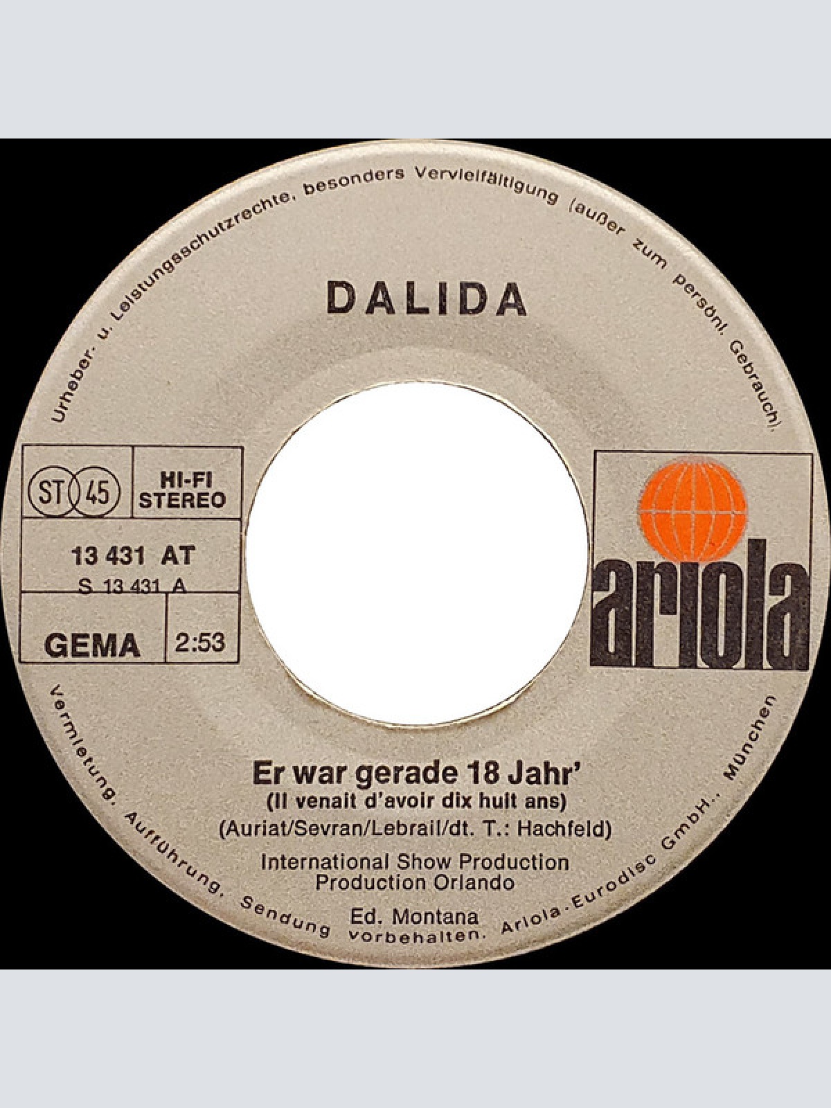 Vinyl / Dalida - Er War Gerade 18 Jahr'