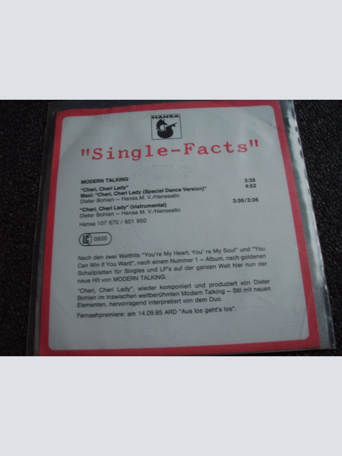 Vinyl / Modern Talking - Cheri, Cheri Lady