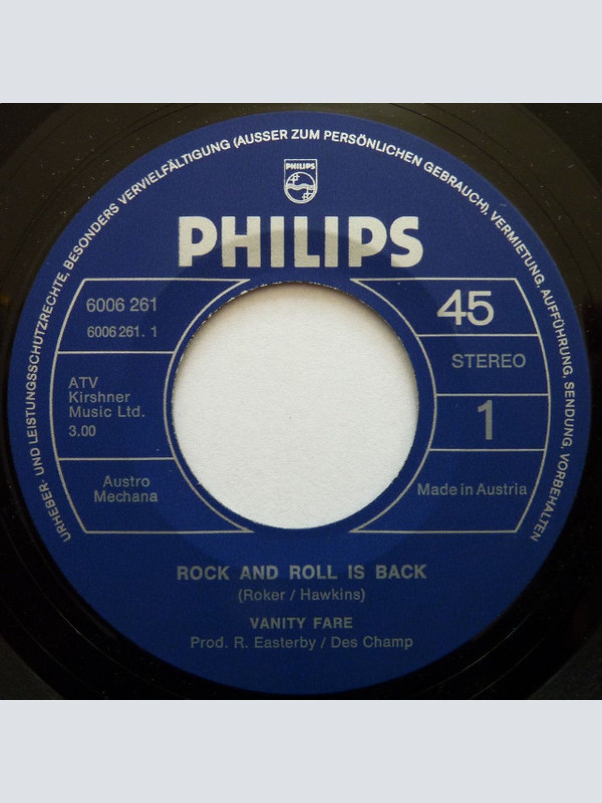 Vinyl / Vanity Fare - Rock And Roll Is Back / Making For The Sun