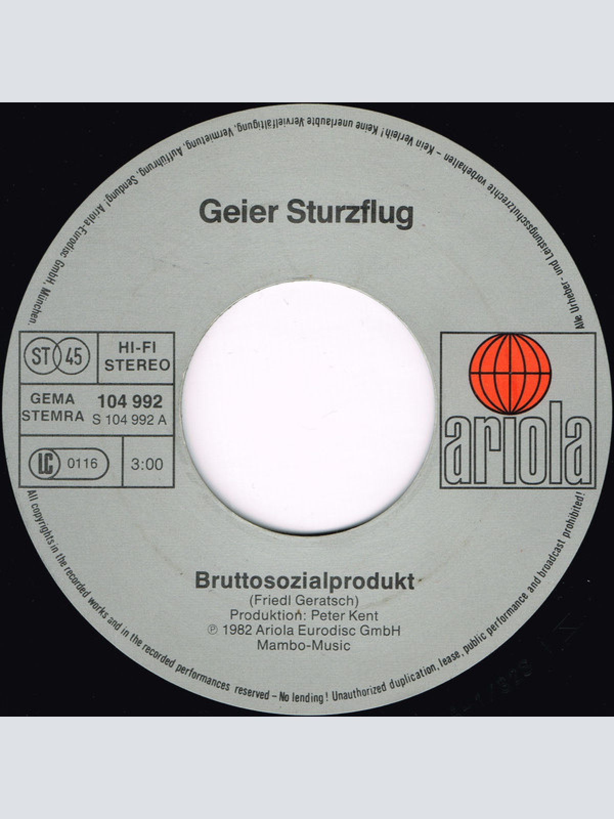 Vinyl / Geier Sturzflug - Bruttosozialprodukt
