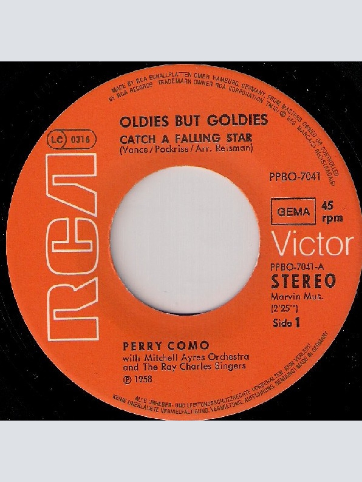 Vinyl / Perry Como - Catch A Falling Star / And I Love You So