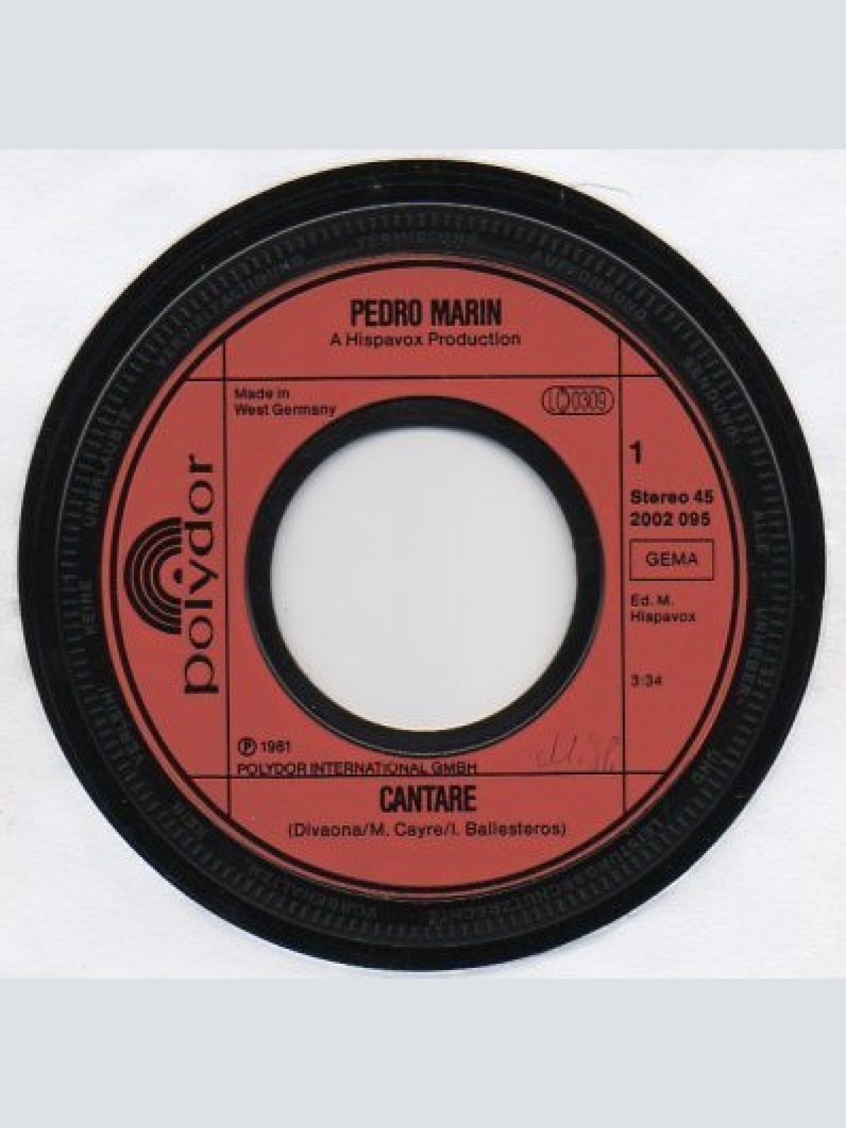 Vinyl / Pedro Marin - Cantare