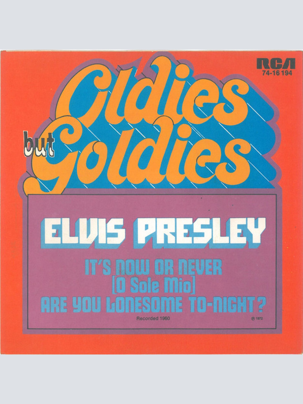 Vinyl / Elvis Presley - It's Now Or Never / Are You Lonesome To-Night