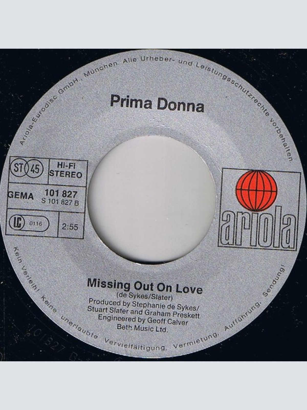 Vinyl / Prima Donna (3) - Love Enough For Two / Missing Out On Love