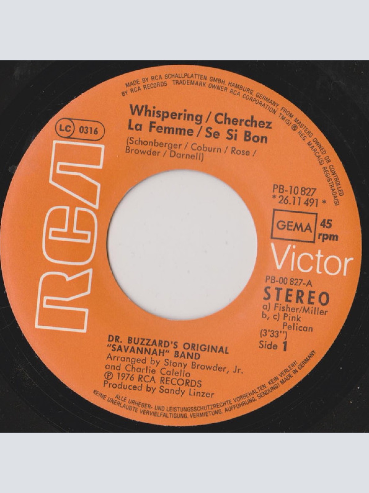Vinyl / Dr. Buzzard's Original Savannah Band - Whispering / Cherchez La Femme / Se Si Bon