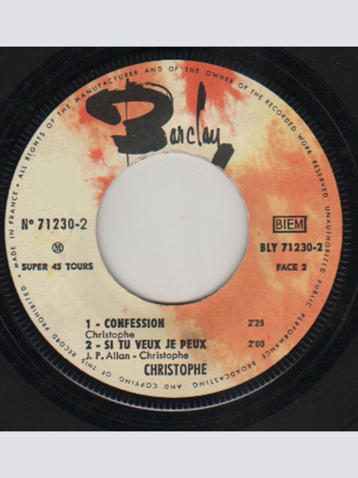 Vinyl / Christophe - Amour Interdit