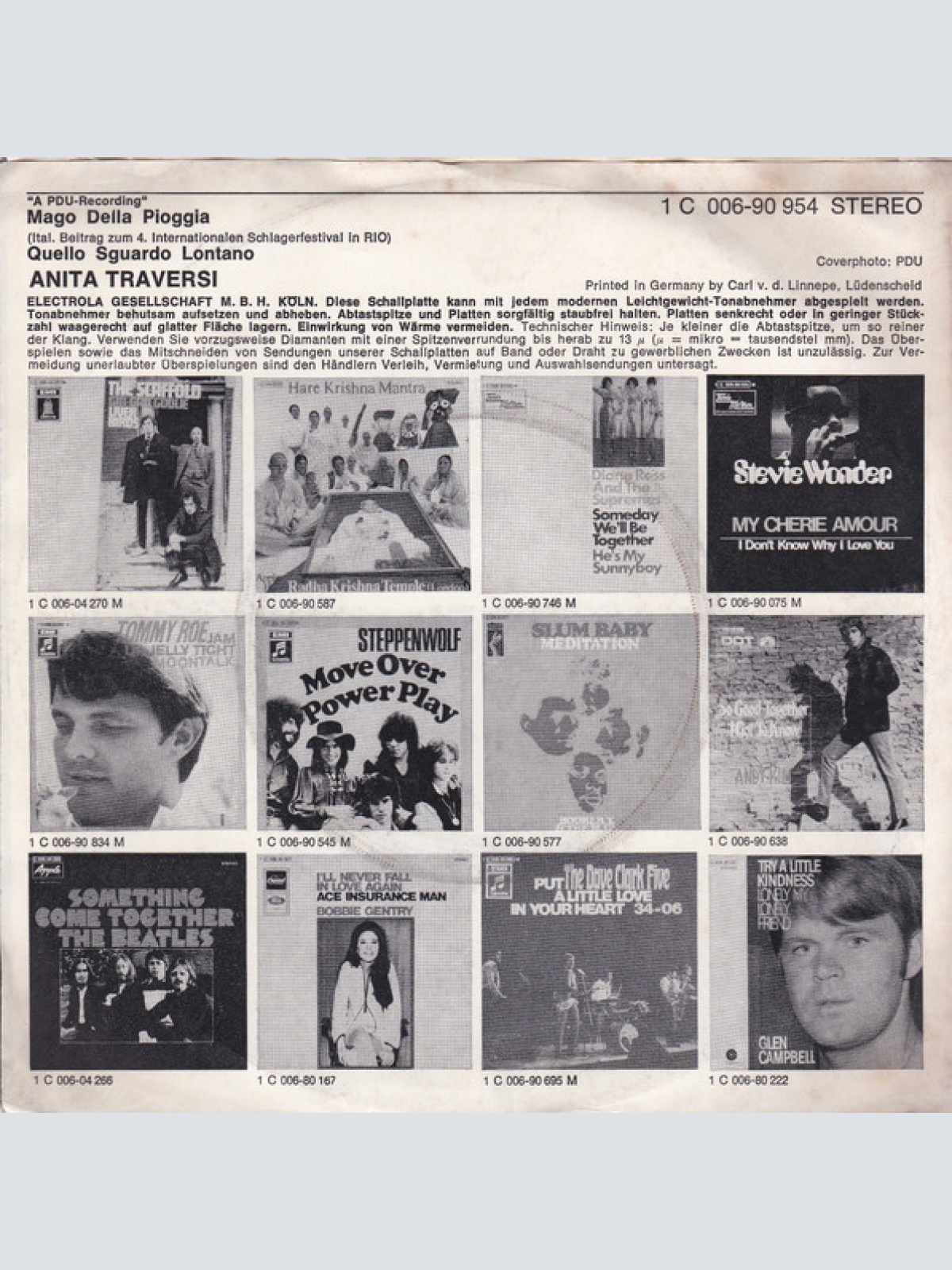 Vinyl / Anita Traversi - Mago Della Pioggia / Quello Sguardo Lontano