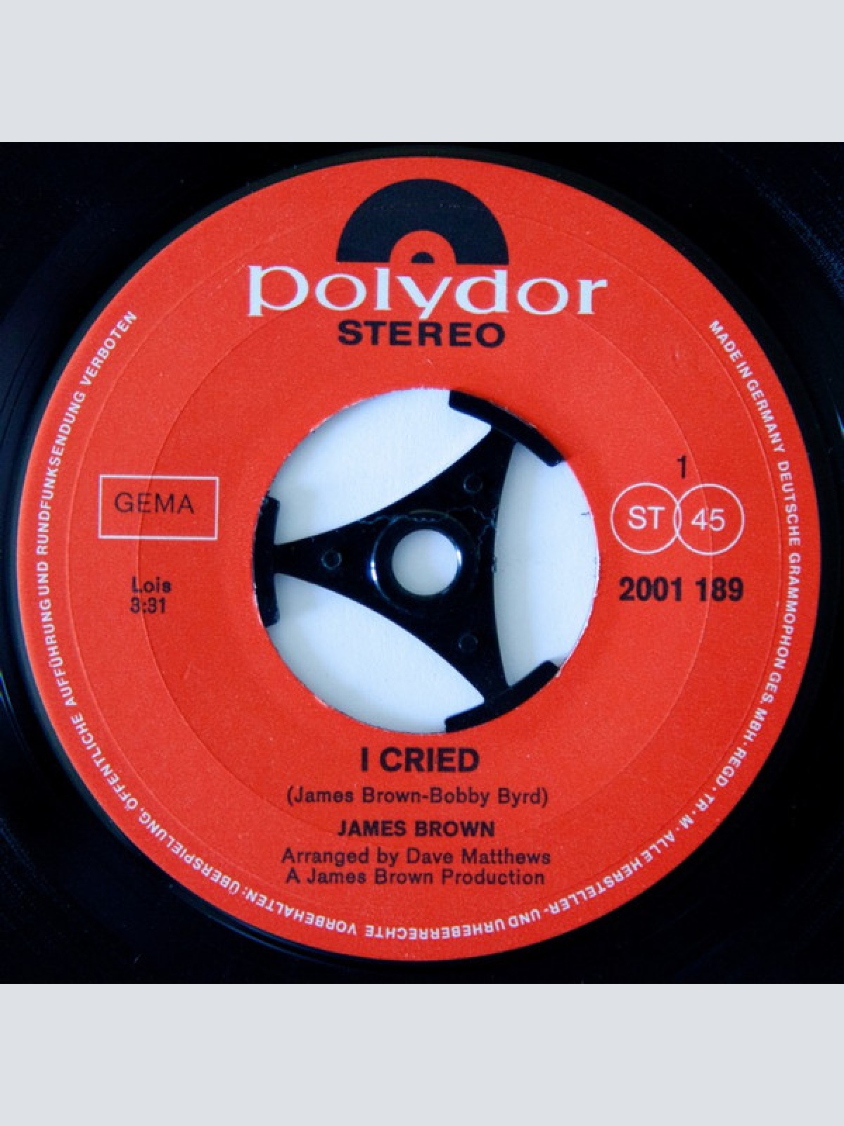 Vinyl / James Brown - I Cried / World (Part 2)