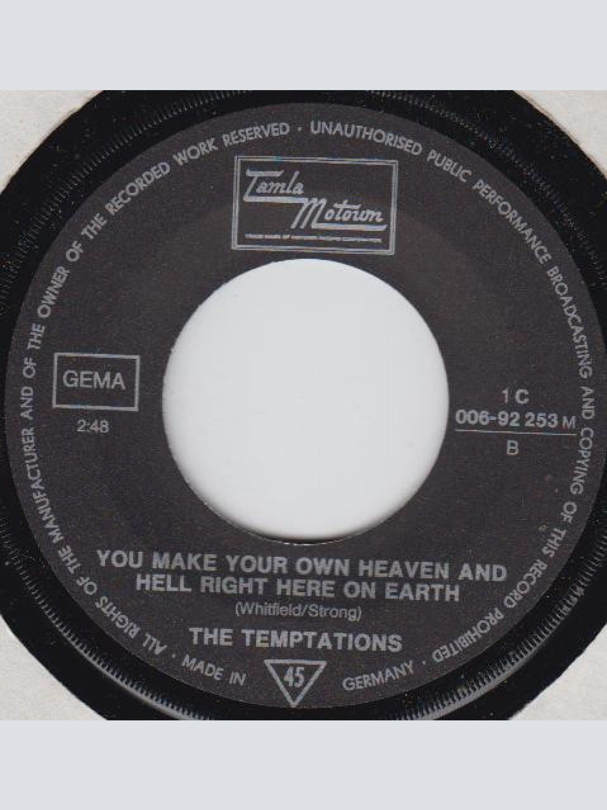 Vinyl / The Temptations - Just My Imagination (Running Away With Me)