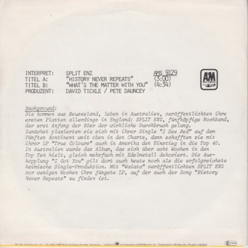 Vinyl / Split Enz - History Never Repeats