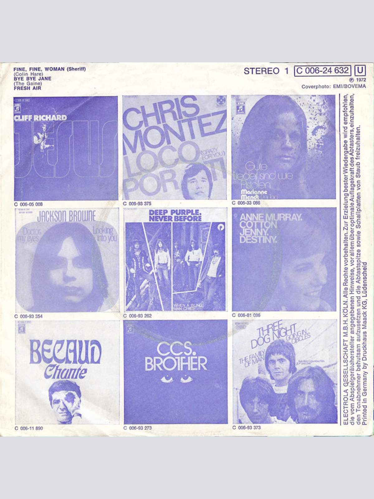 Vinyl / Fresh Air (22) - Fine, Fine, Woman (Sheriff) / Bye Bye Jane