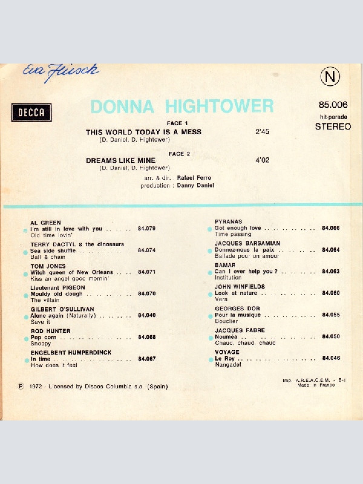 Vinyl / Donna Hightower - This World Today Is A Mess