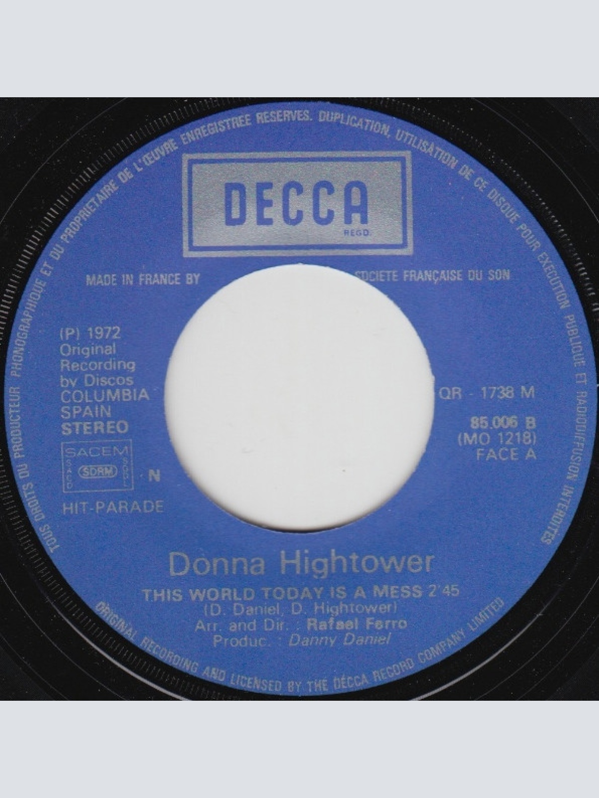 Vinyl / Donna Hightower - This World Today Is A Mess