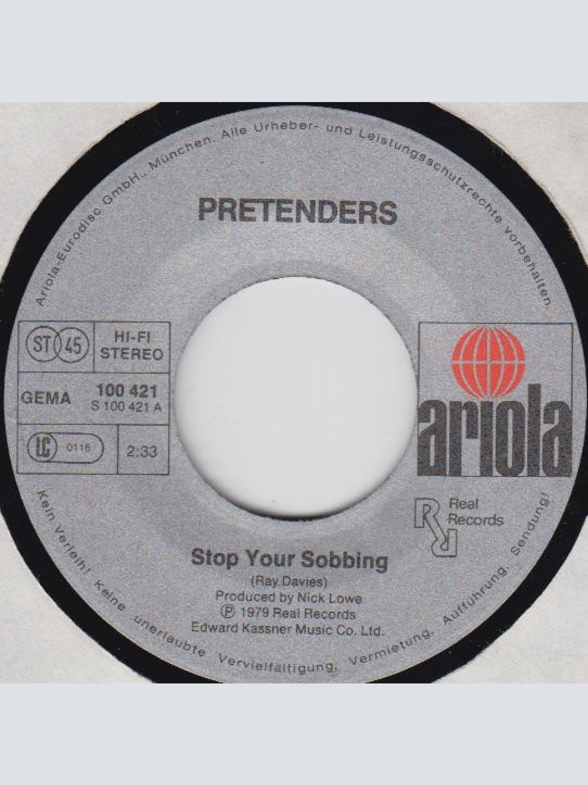 Vinyl / Pretenders* - Stop Your Sobbing / The Wait