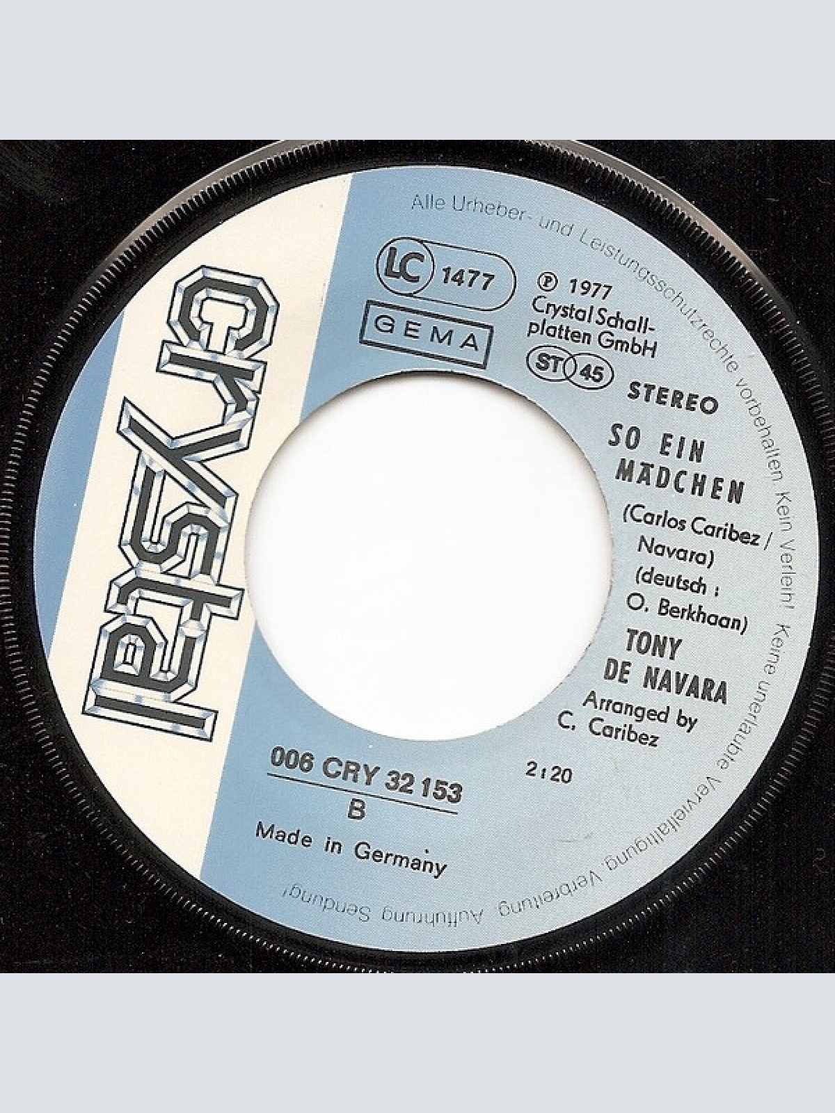 Vinyl / Tony De Navara - No, No, Teresa