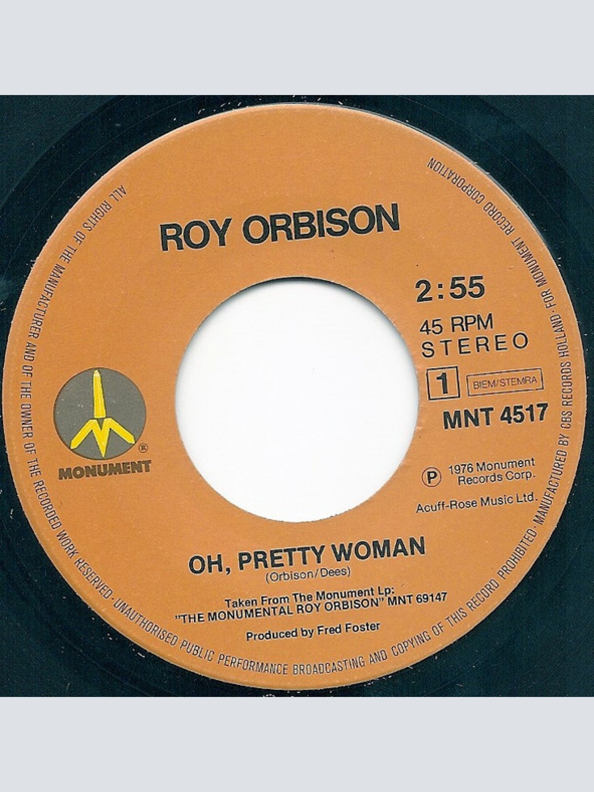 Vinyl / Roy Orbison - Oh, Pretty Woman / I Can't Stop Loving You