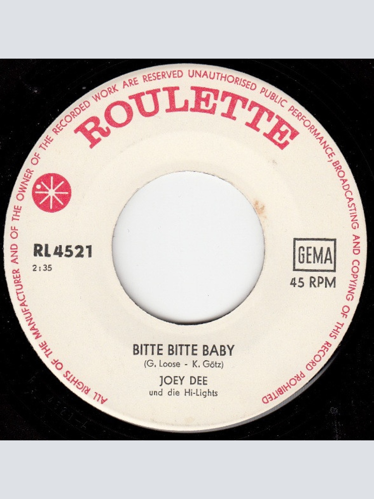 Vinyl / Joey Dee - Bitte Bitte Baby