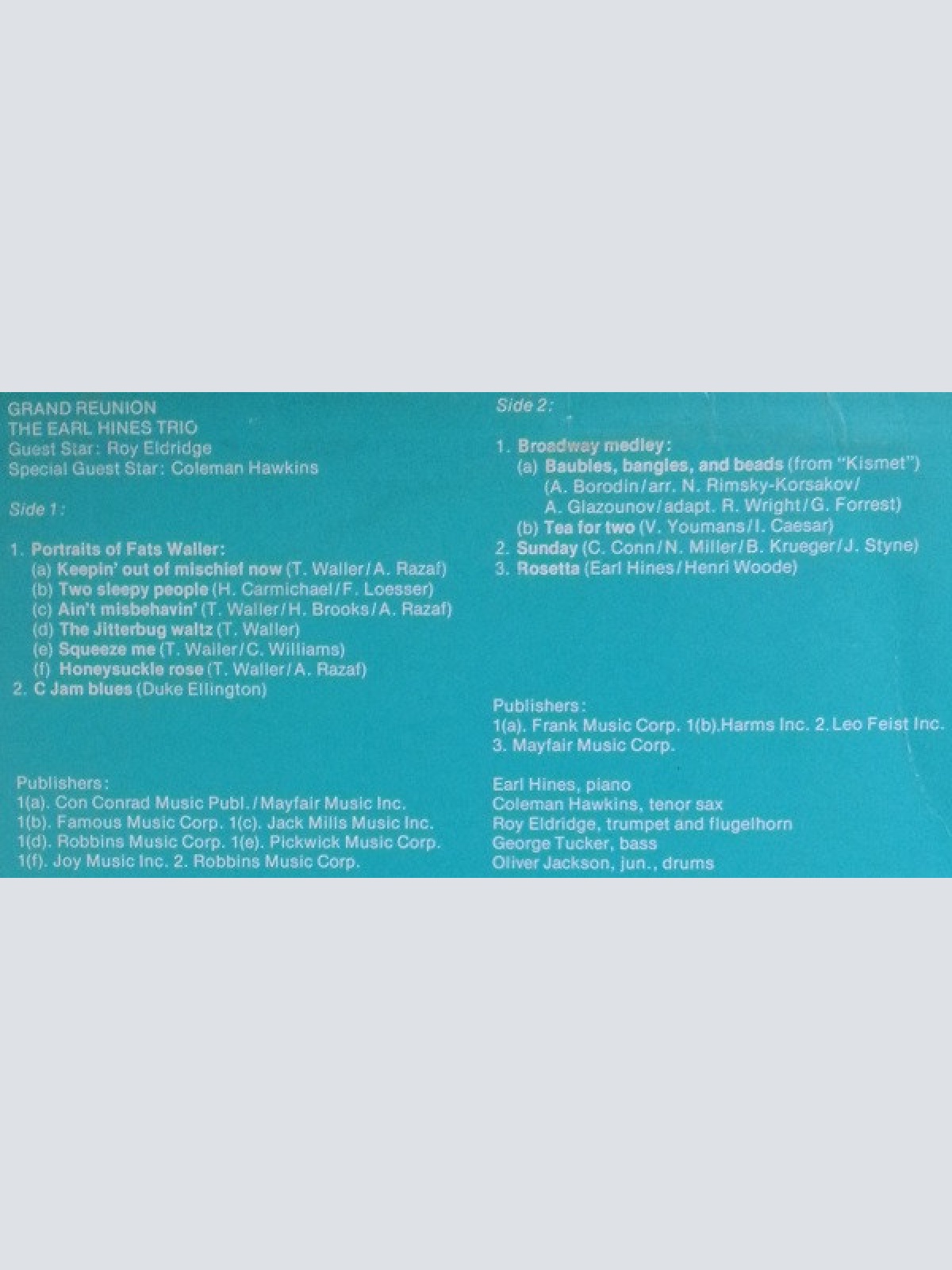 Vinyl / The Earl Hines Trio - Grand Reunion