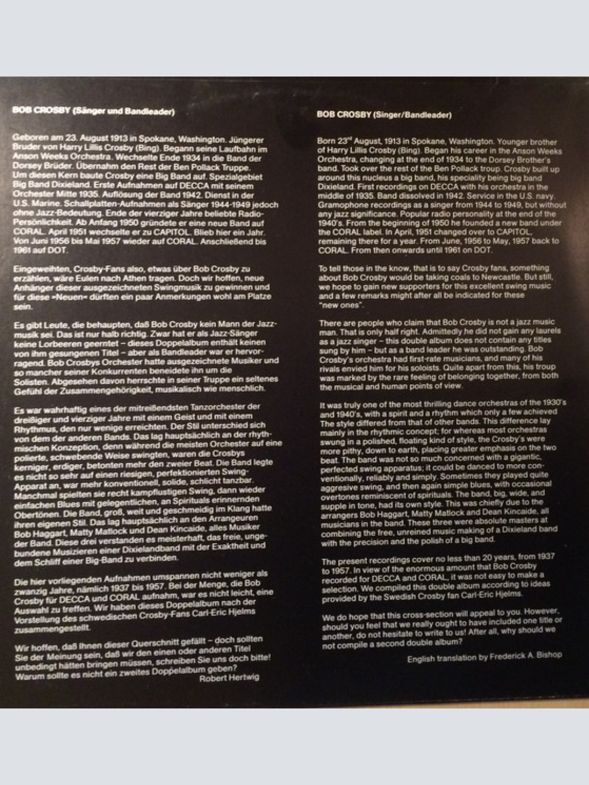 Vinyl / Bob Crosby Featuring  The Bob Cats* - The Best Of Bob Crosby Featuring The Bob Cats